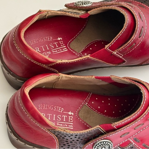 L'ATISTE by Spring Step Rokas leather size 8 Red and Brown Clogs Art to wear - Picture 4 of 12